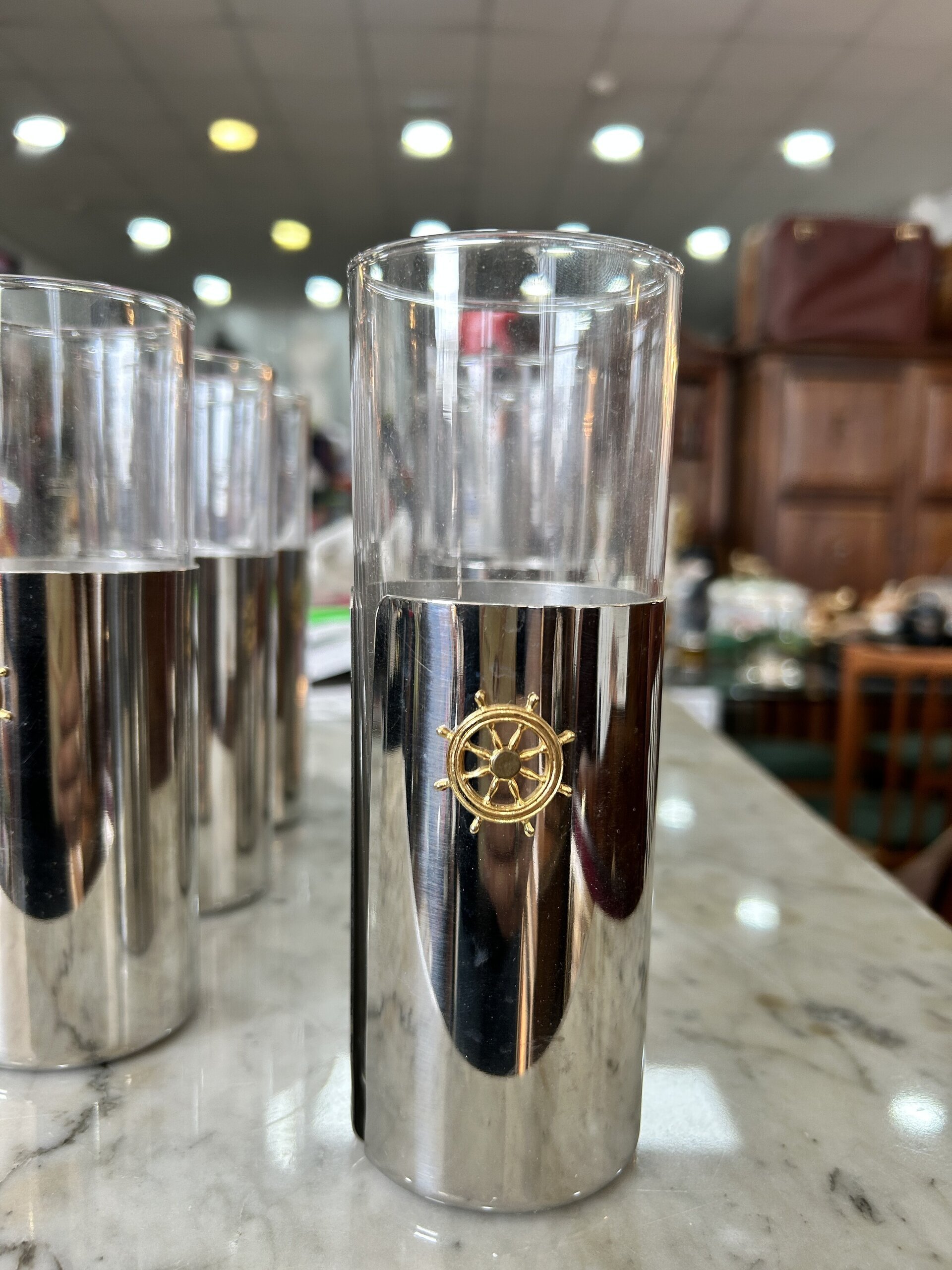 Juego de 6 vasos con funda decorativa acero inoxidable - 3