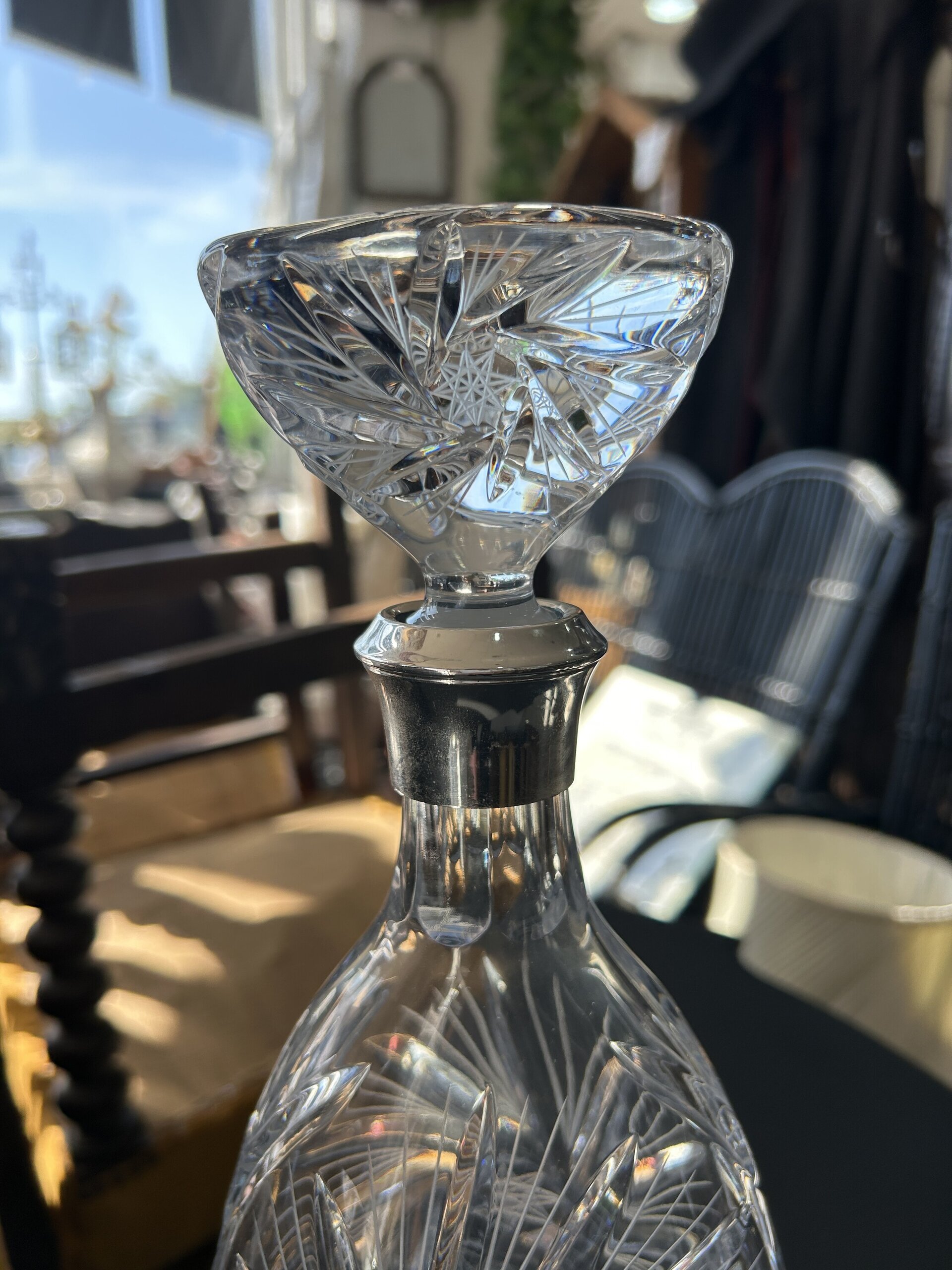 Botella Licorera Cristal de Bohemia y Plata de Ley - 4