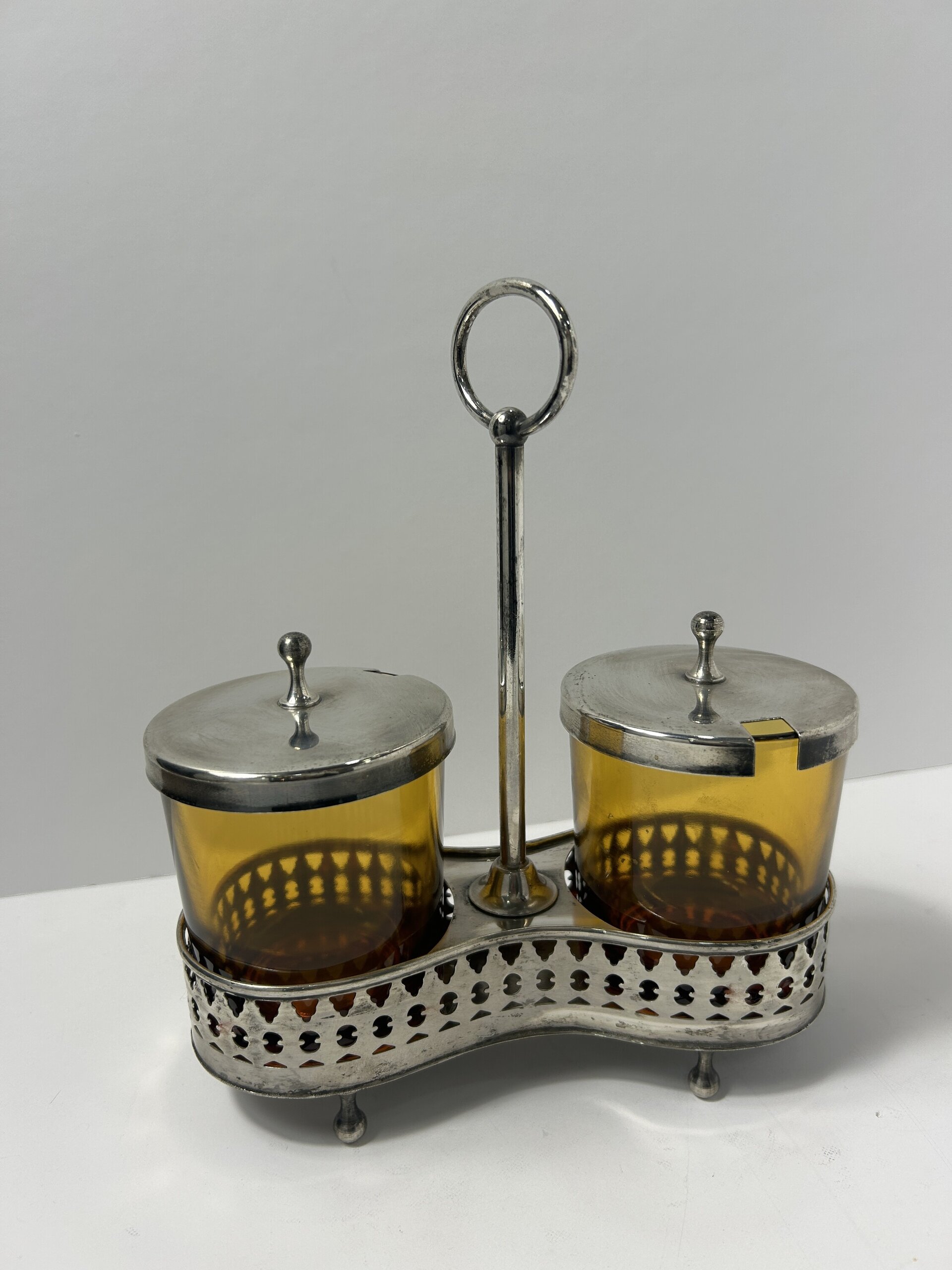 Precioso dispensador con soporte metálico con dos vasos - 3