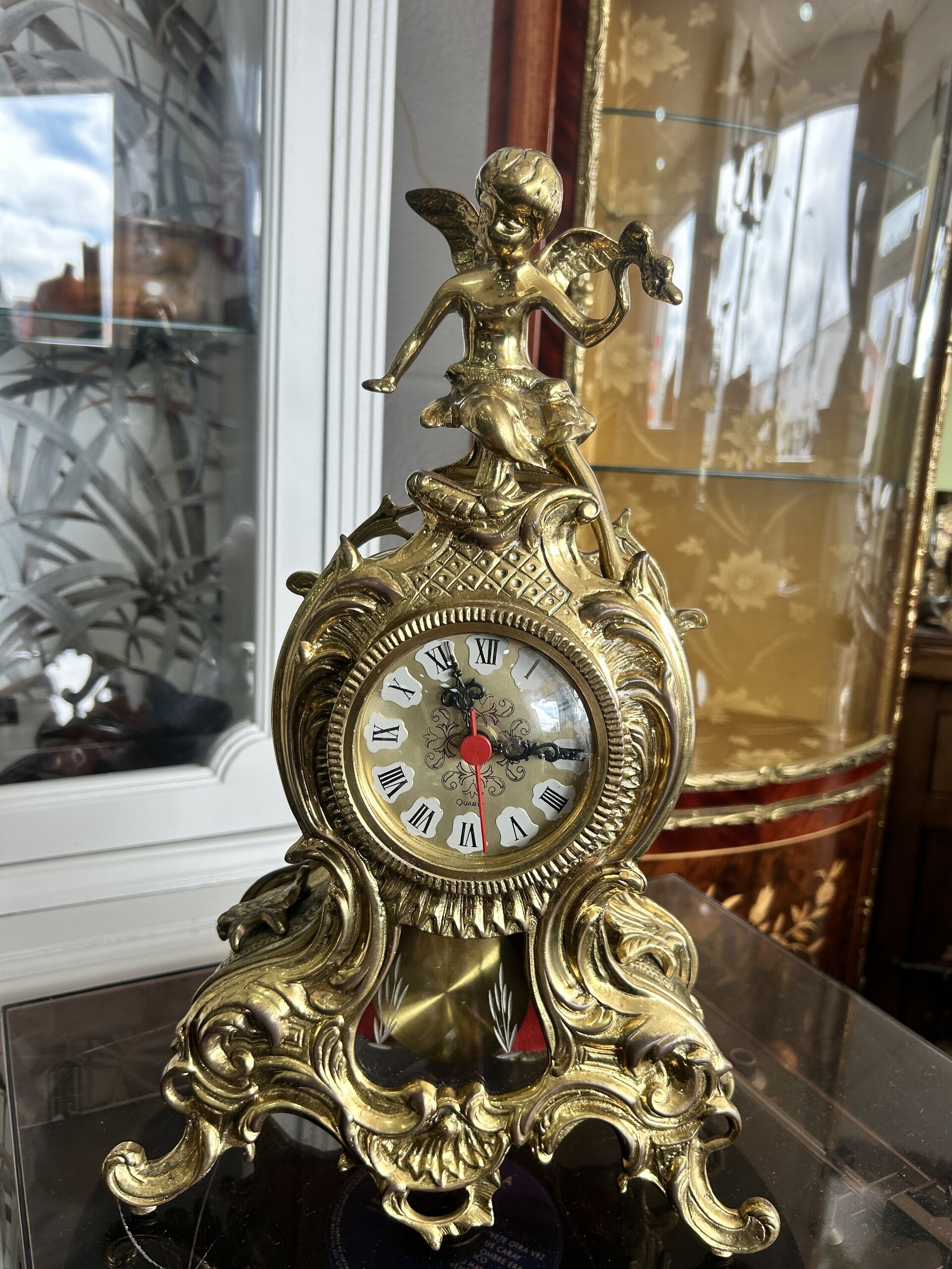 Reloj de bronce antiguo con péndulo - 7