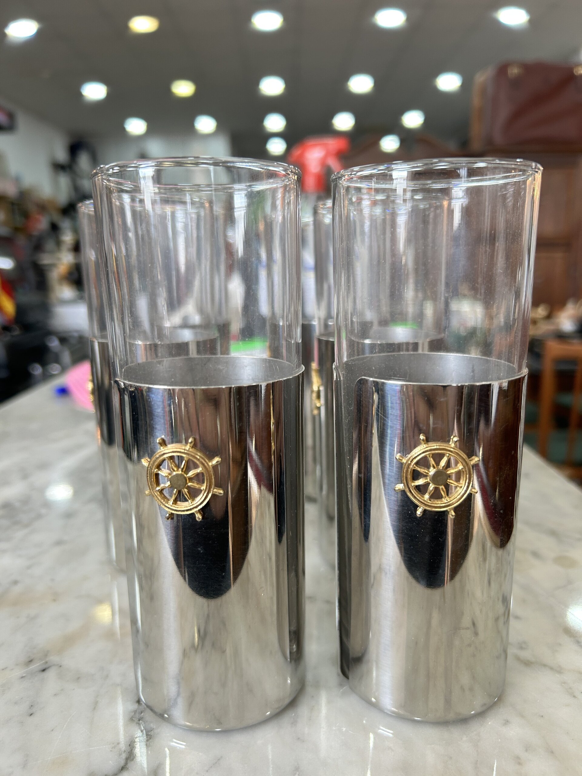 Juego de 6 vasos con funda decorativa acero inoxidable - 2