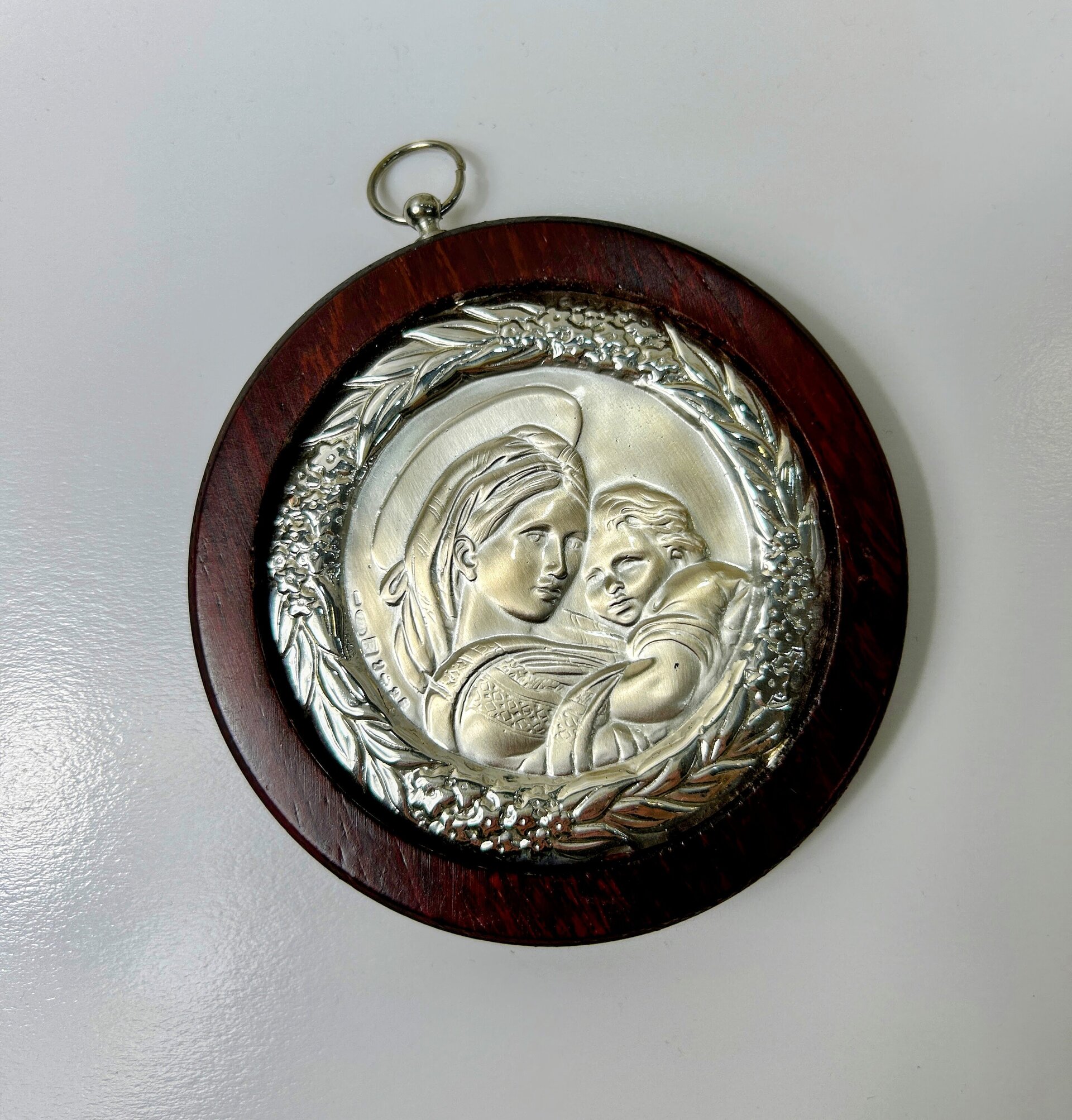 Retablo de plata italiana con base de madera - 4