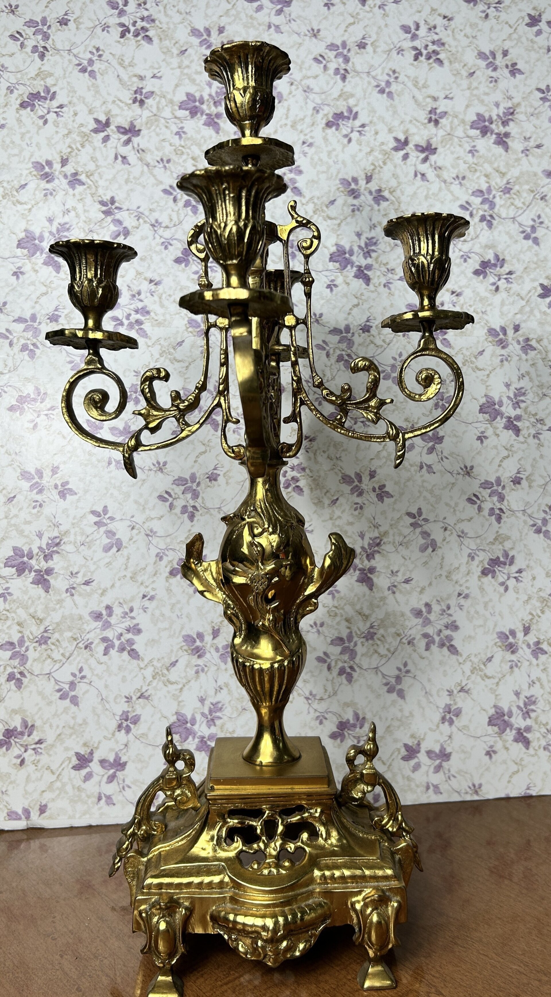 Pareja de candelabros rococó de bronce - 3