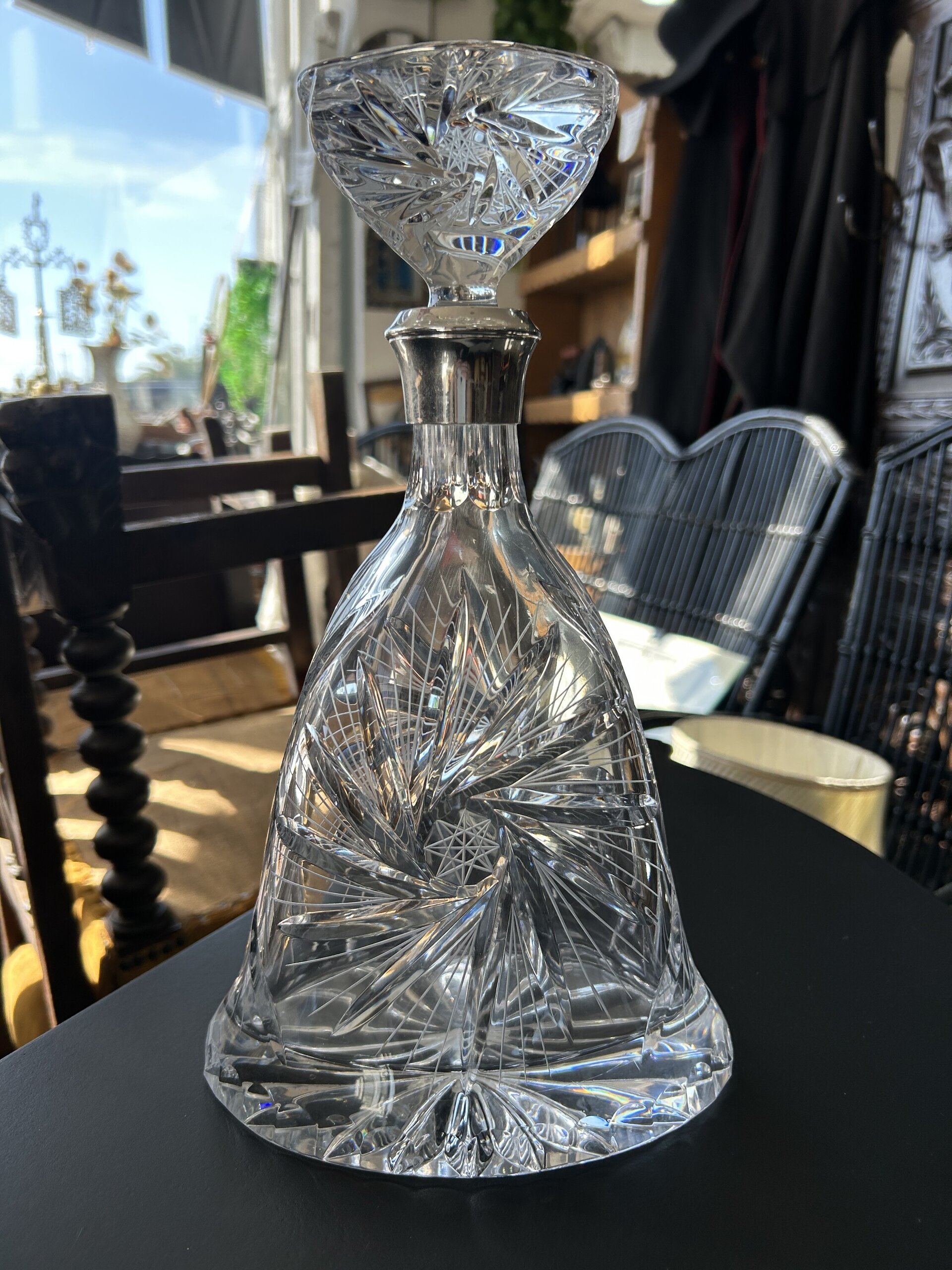 Botella Licorera Cristal de Bohemia y Plata de Ley - 2