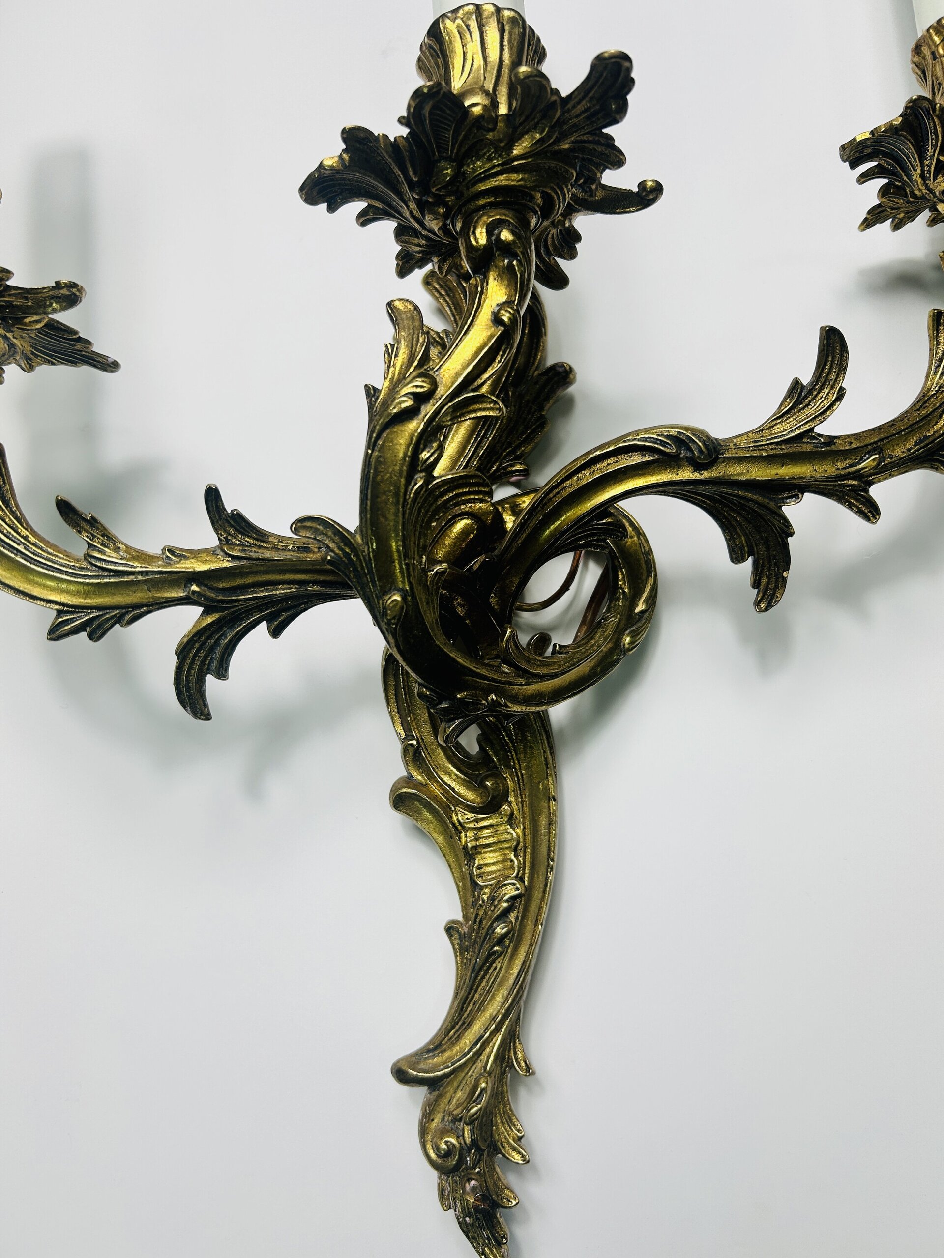 Aplique de pared francés, siglo XX en bronce - 3