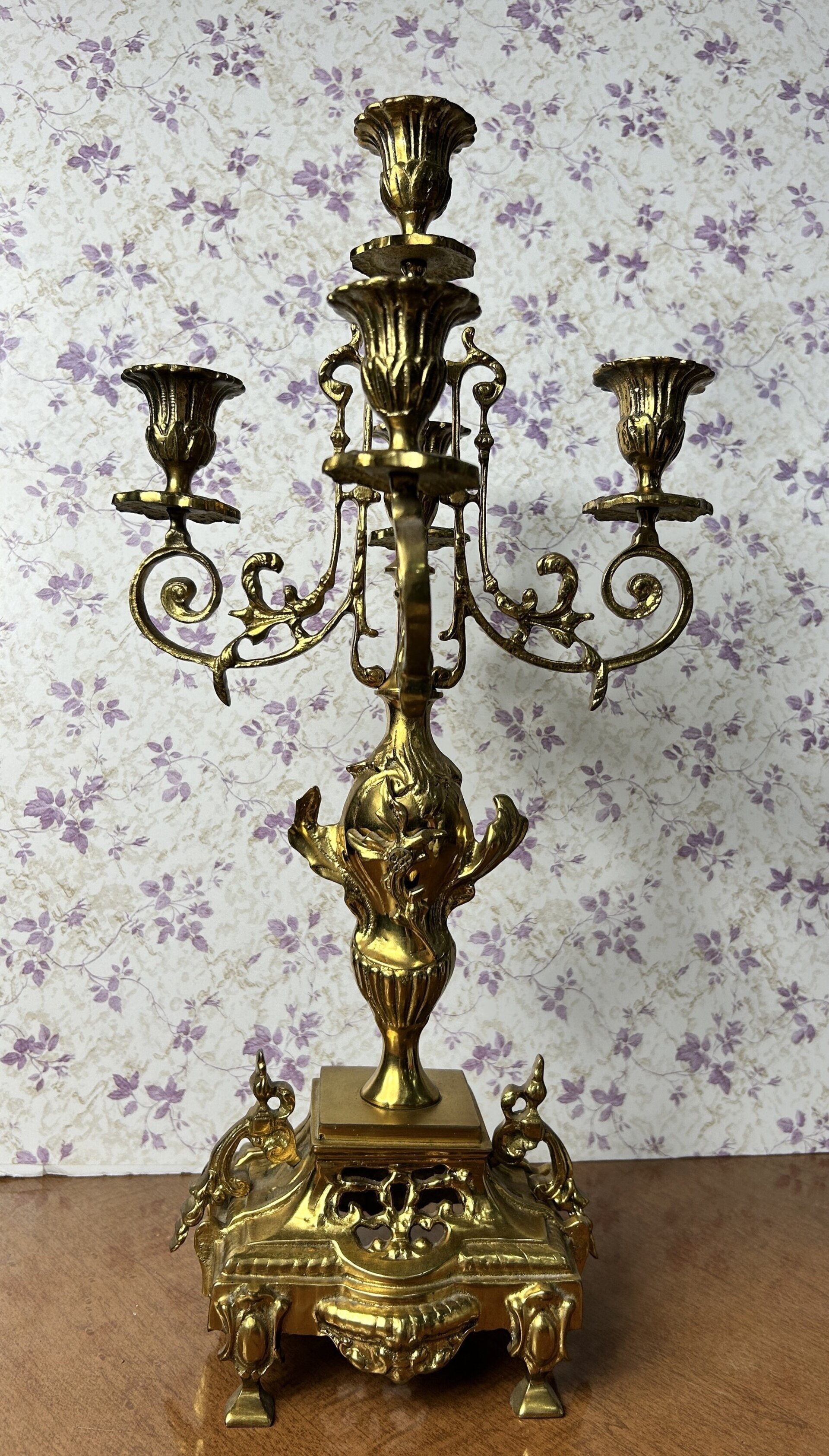 Pareja de candelabros rococó de bronce - 6