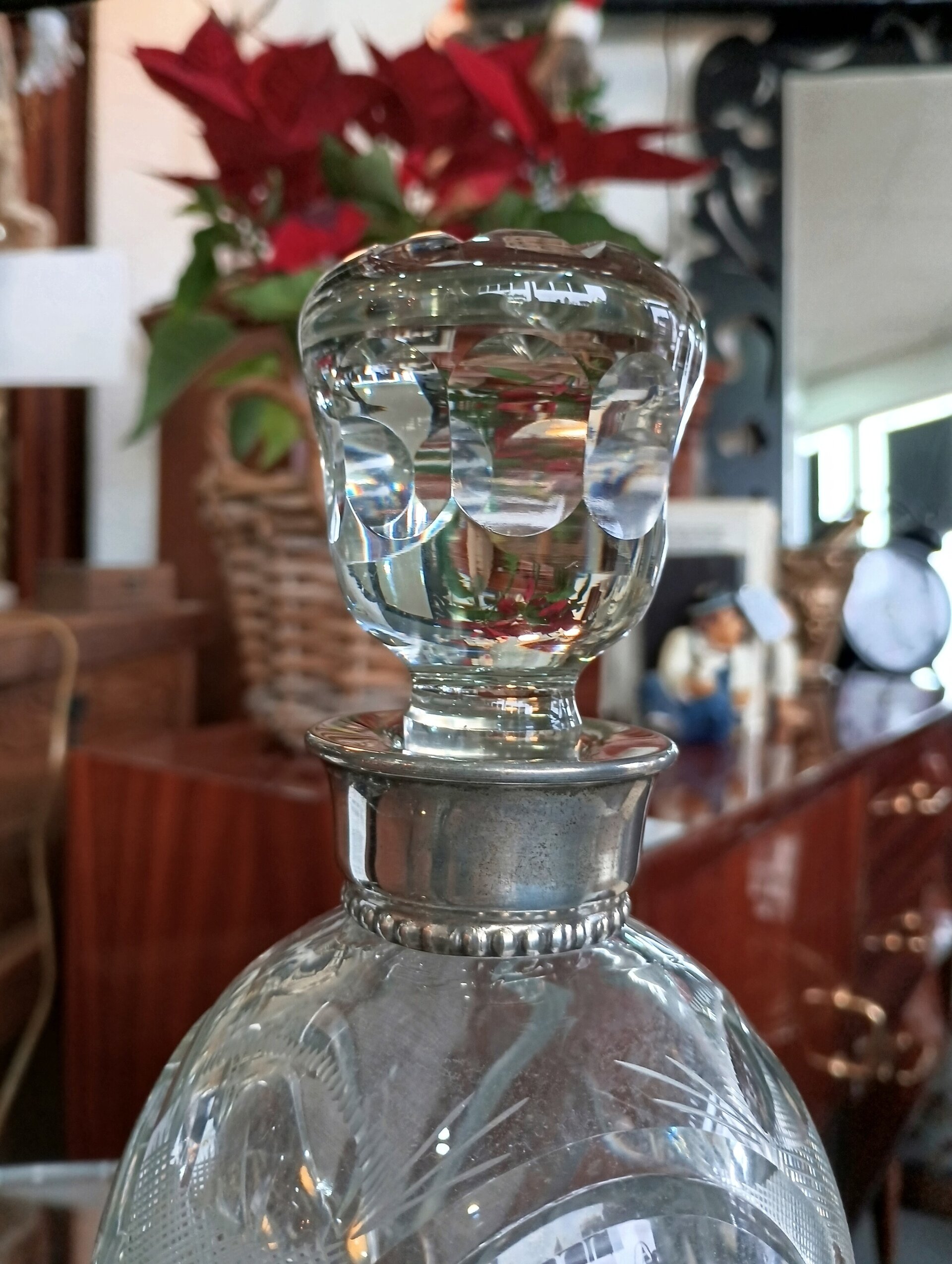 Botella cristal tallado y plata vintage - 2