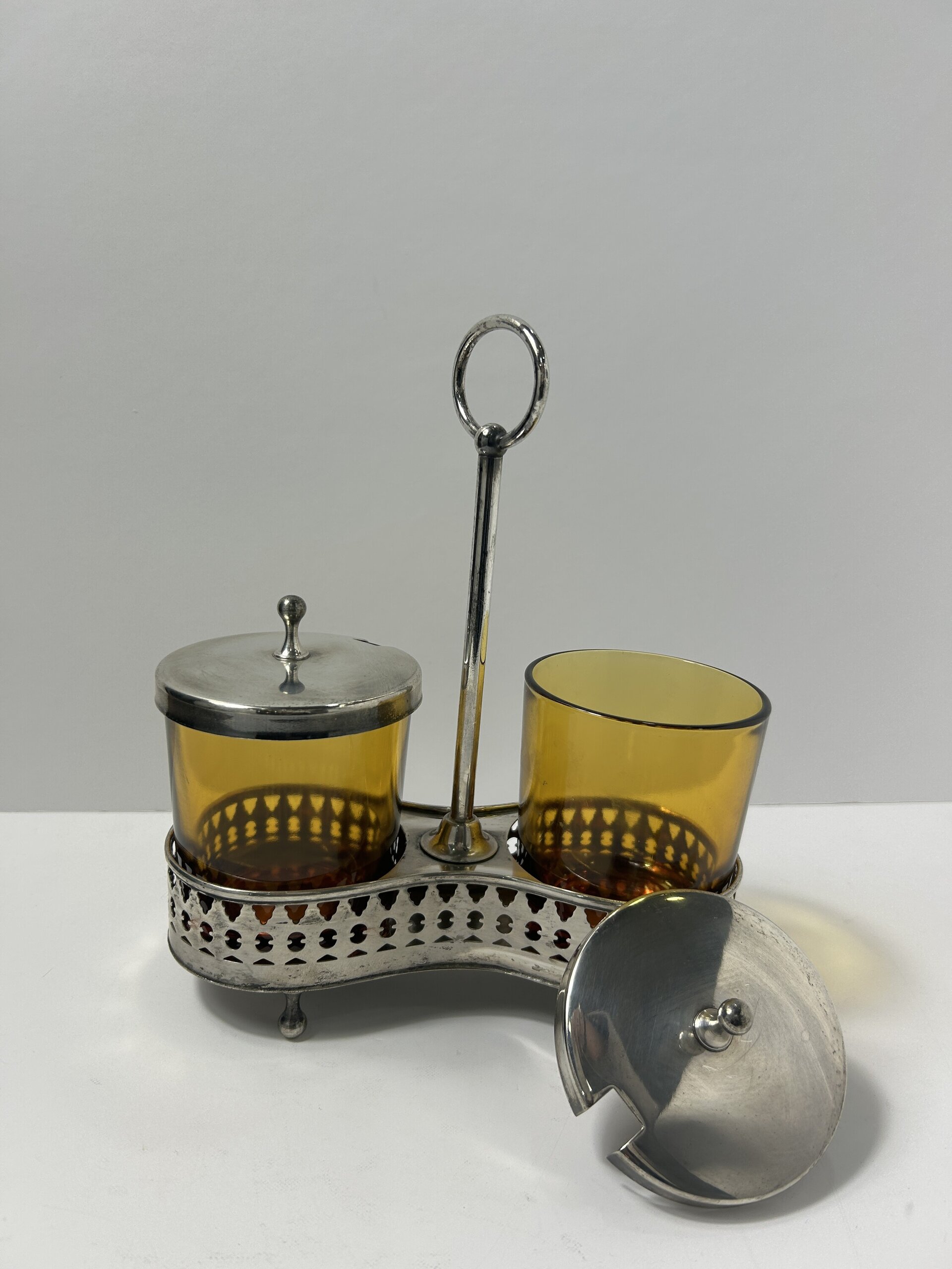 Precioso dispensador con soporte metálico con dos vasos - 7