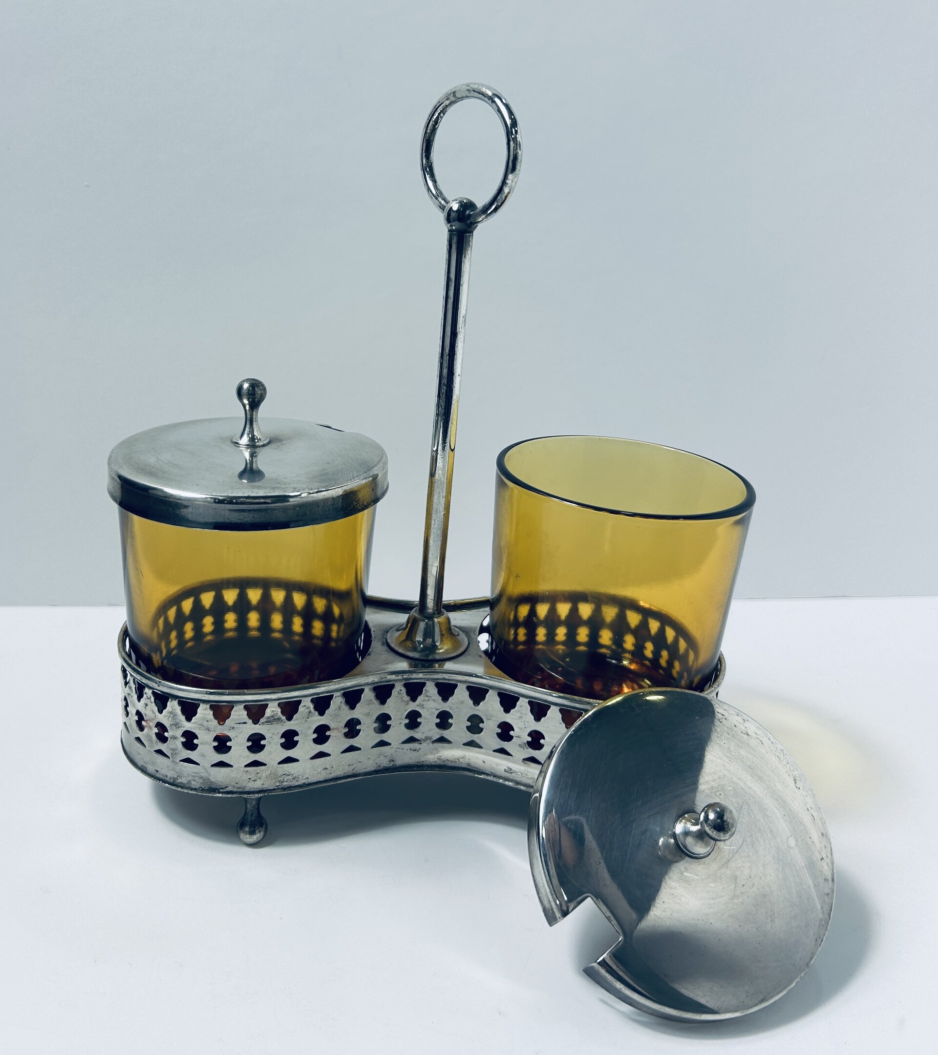 Precioso dispensador con soporte metálico con dos vasos - 5