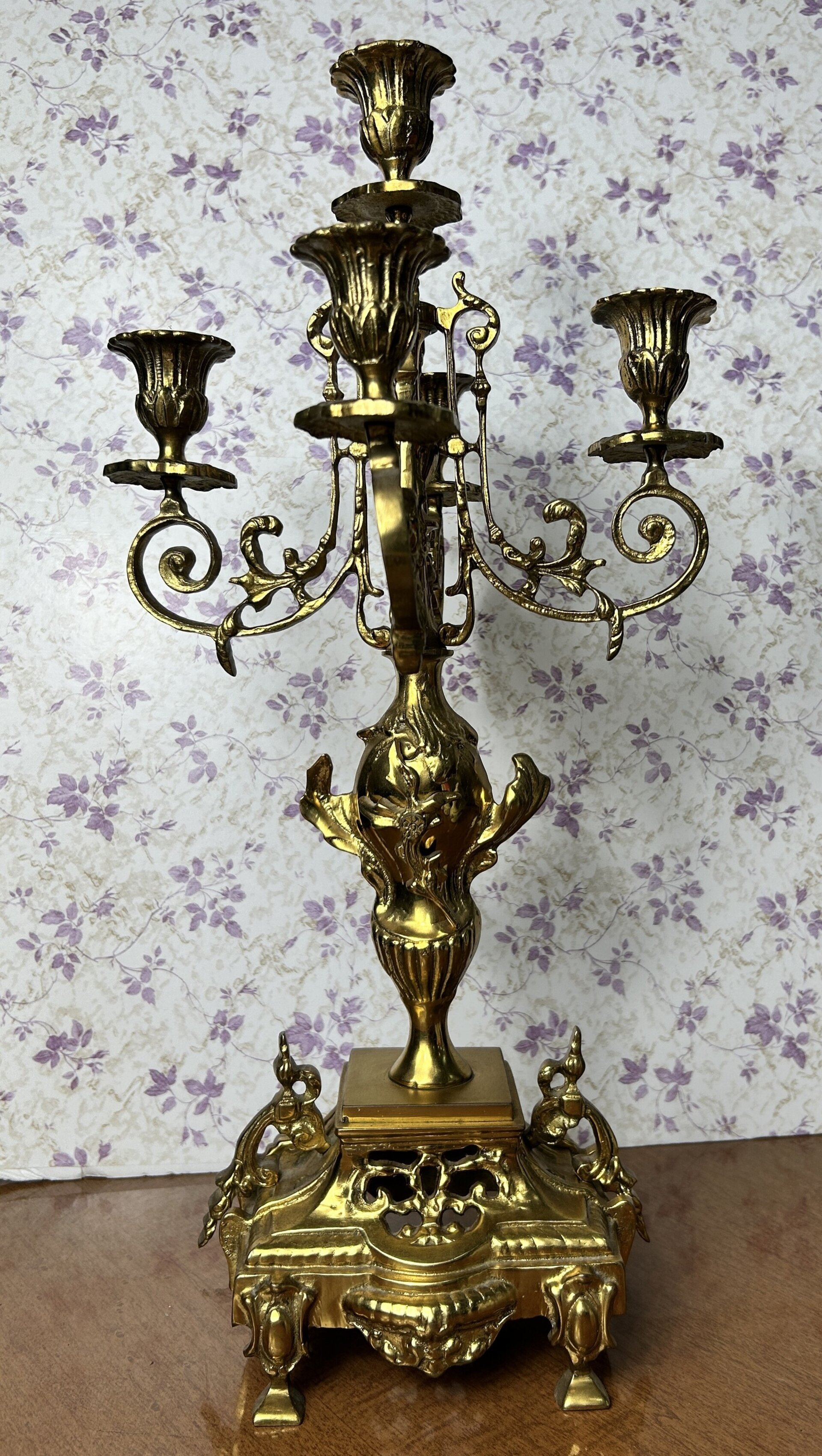 Pareja de candelabros rococó de bronce - 5