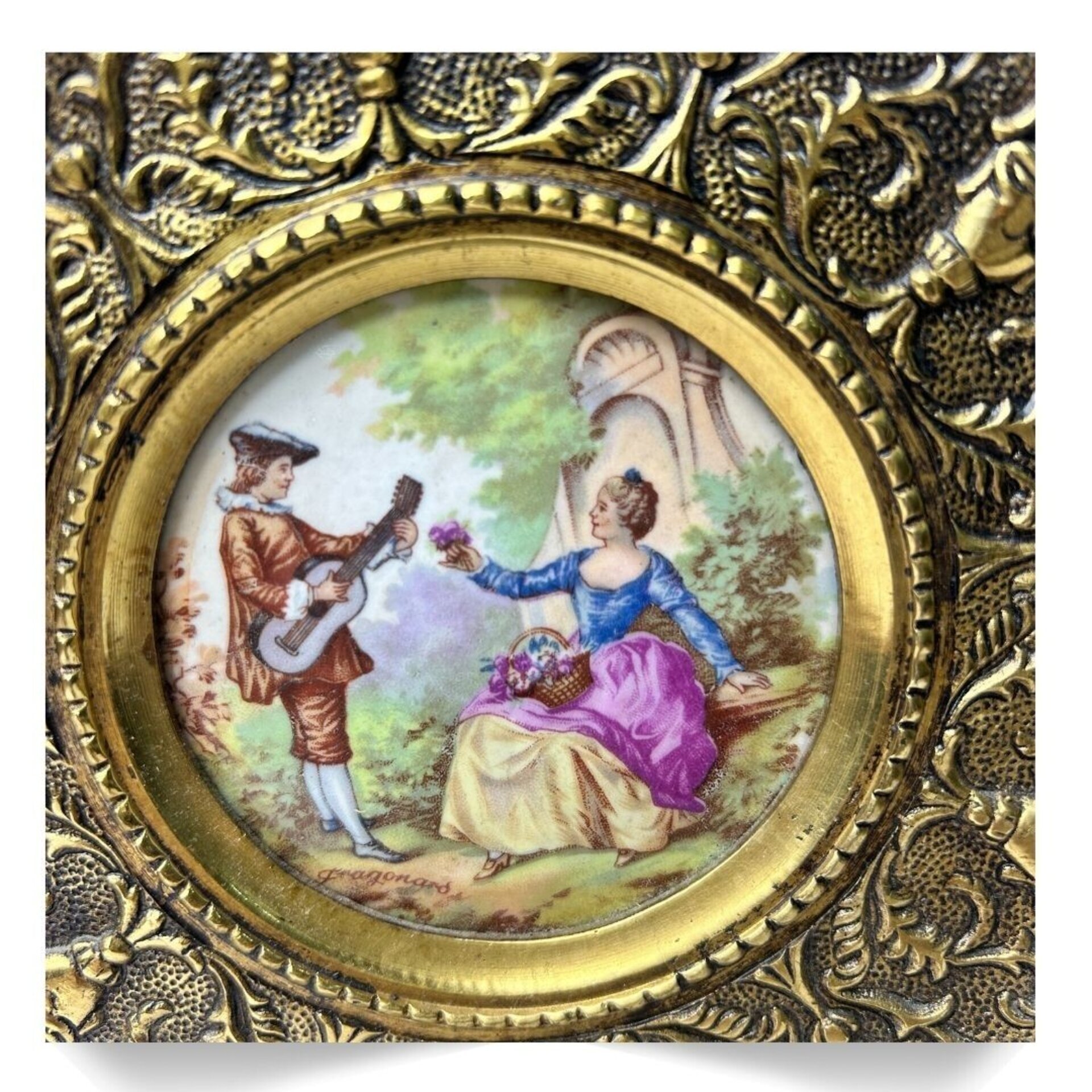 Pareja de platos de bronce Limoges Fragonard - 2