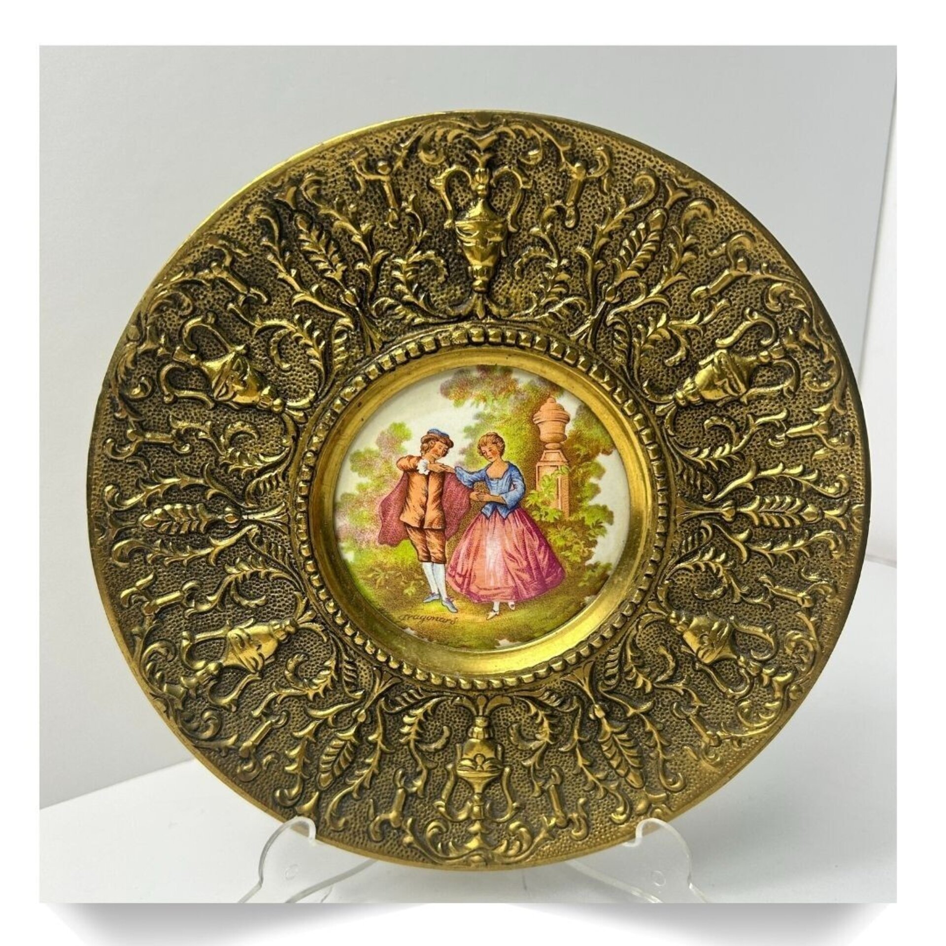 Pareja de platos de bronce Limoges Fragonard - 7