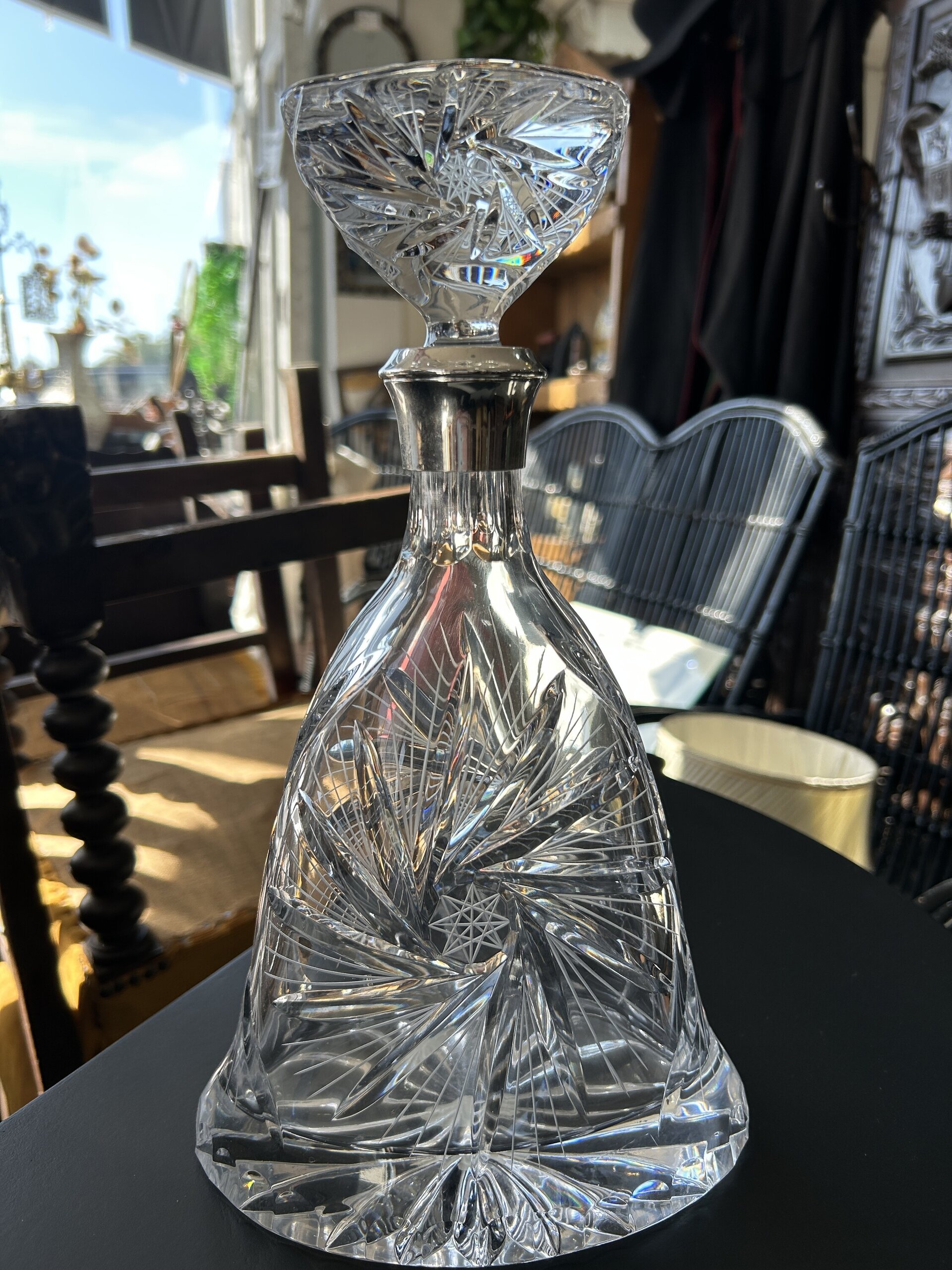 Botella Licorera Cristal de Bohemia y Plata de Ley - 6