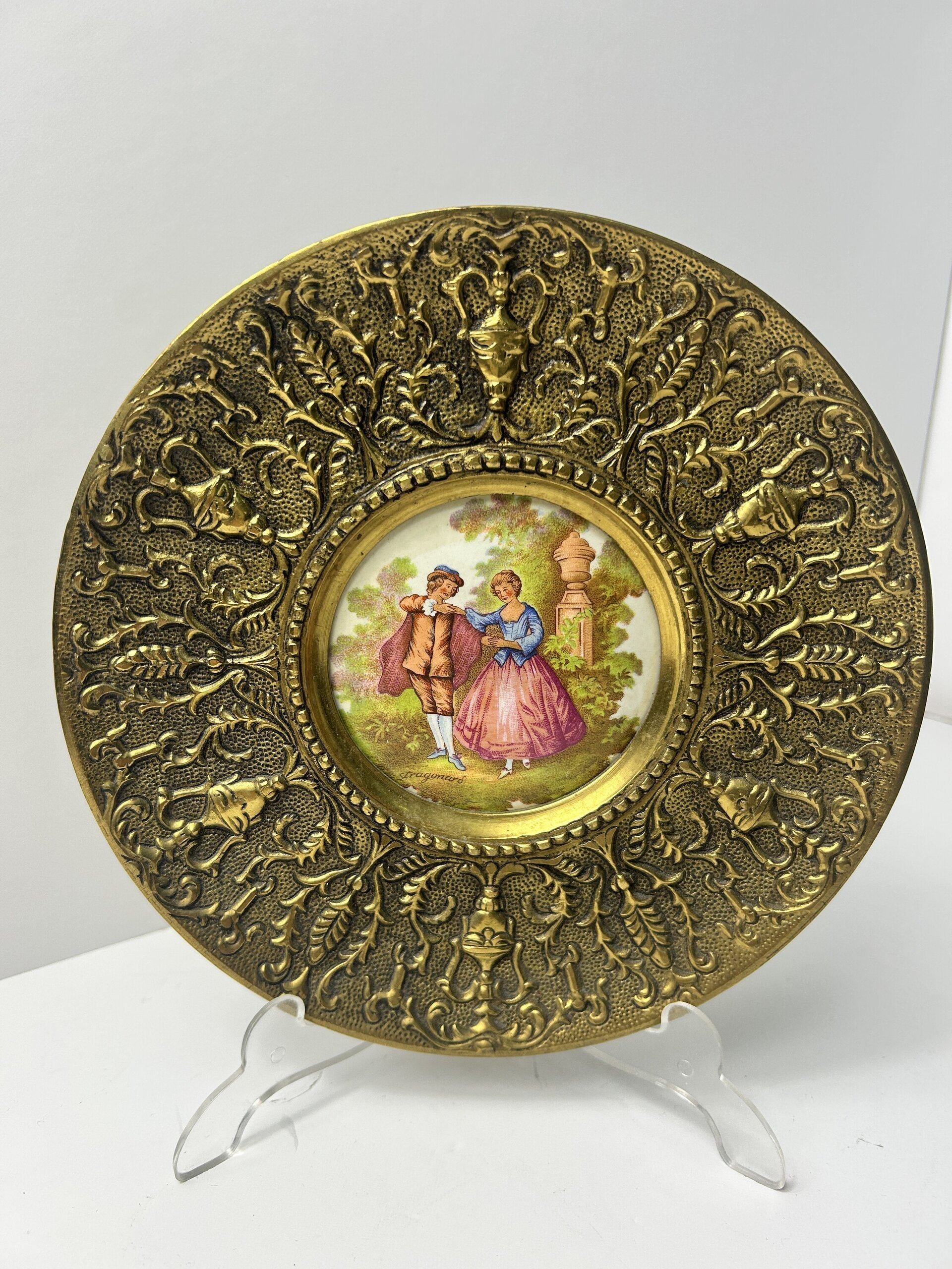 Pareja de platos de bronce Limoges Fragonard - 5