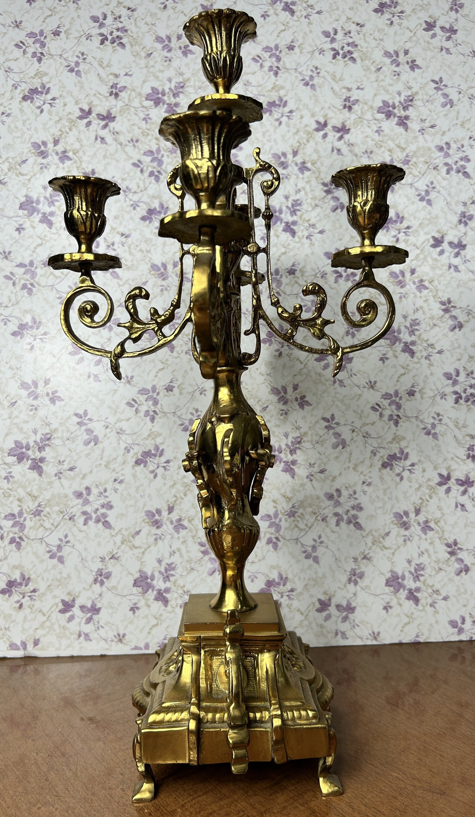 Pareja de candelabros rococó de bronce - 7