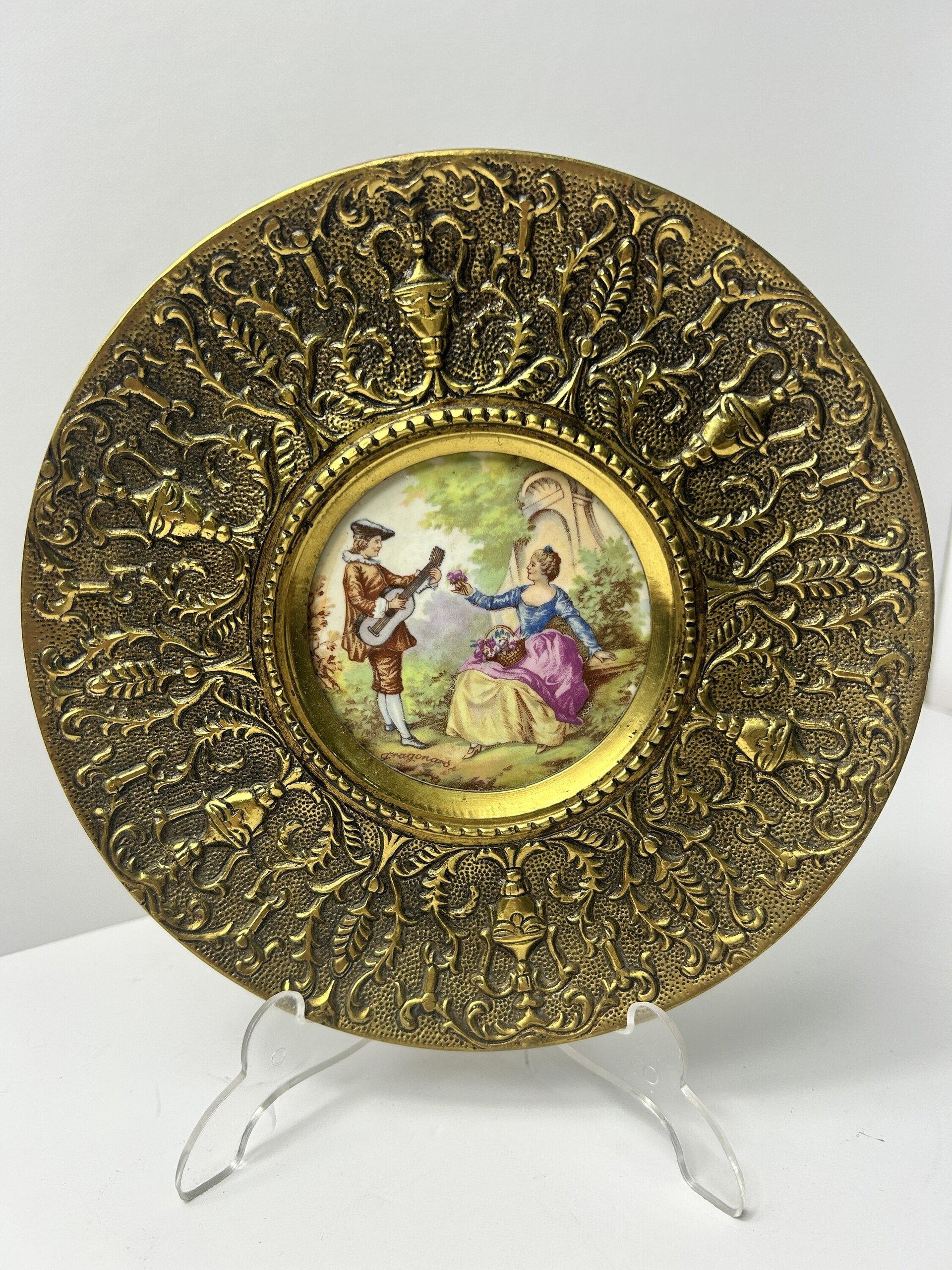 Pareja de platos de bronce Limoges Fragonard - 6
