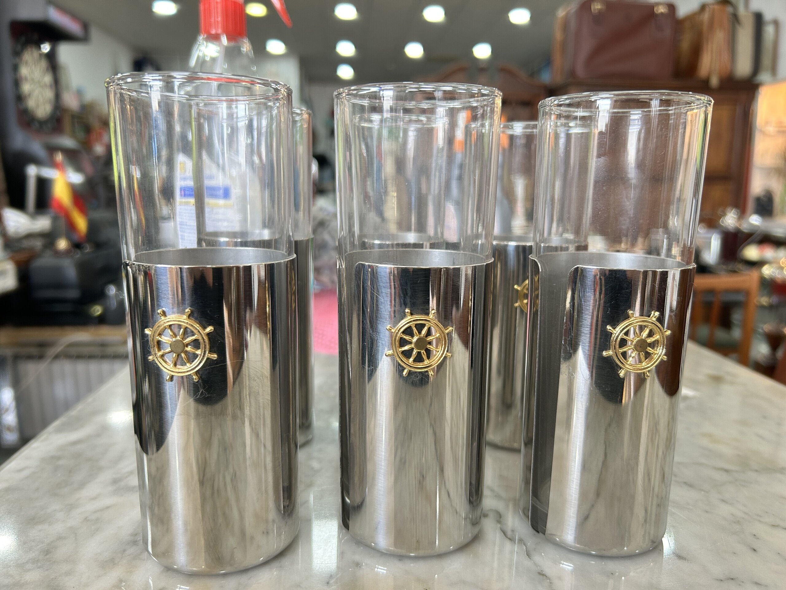 Juego de 6 vasos con funda decorativa acero inoxidable - 5